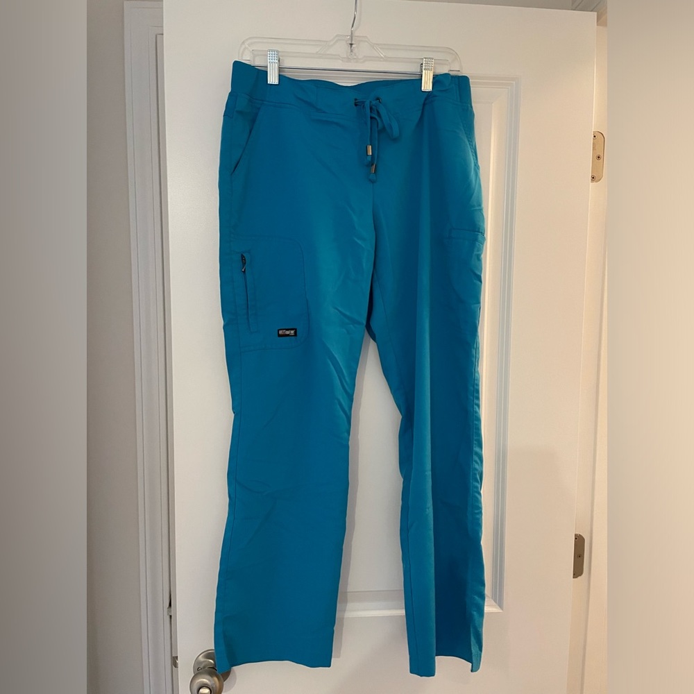 Greys Anatomy by Barco Active scrub pants, bright blue, size medium petite